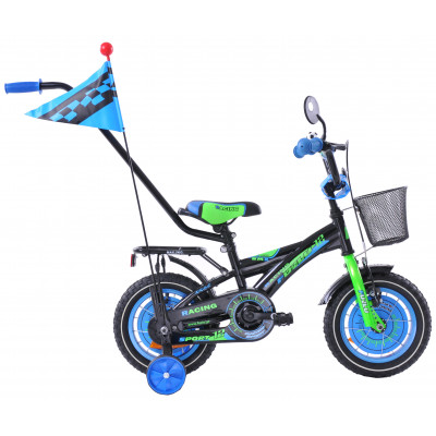 Detský bicykel  Fuzlu 12" Racing čierna modrá